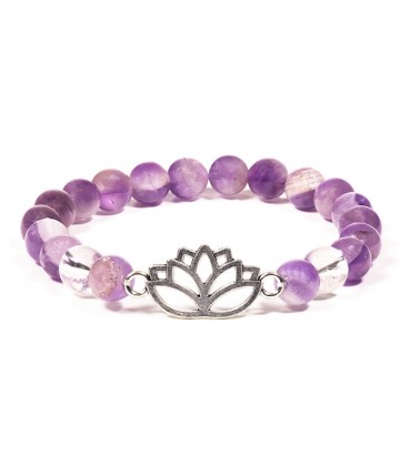 Amethyst and Lotus Flower Feng Shui Bracelet